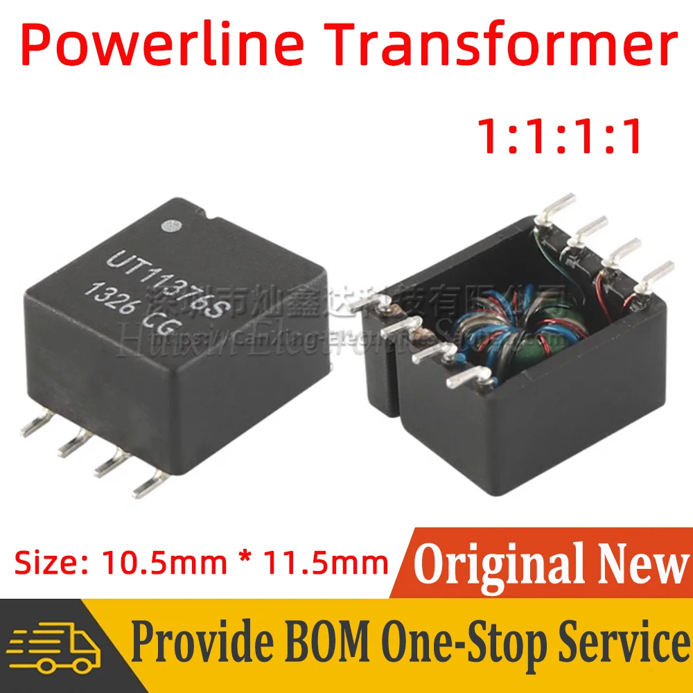 5pcs UT11376S SMD High Frequency Signal Isolated Pulsing Powerline Transformer Turns Ratio 1:1:1:1 23uH 1MHZ-30MHZ Dual Winding