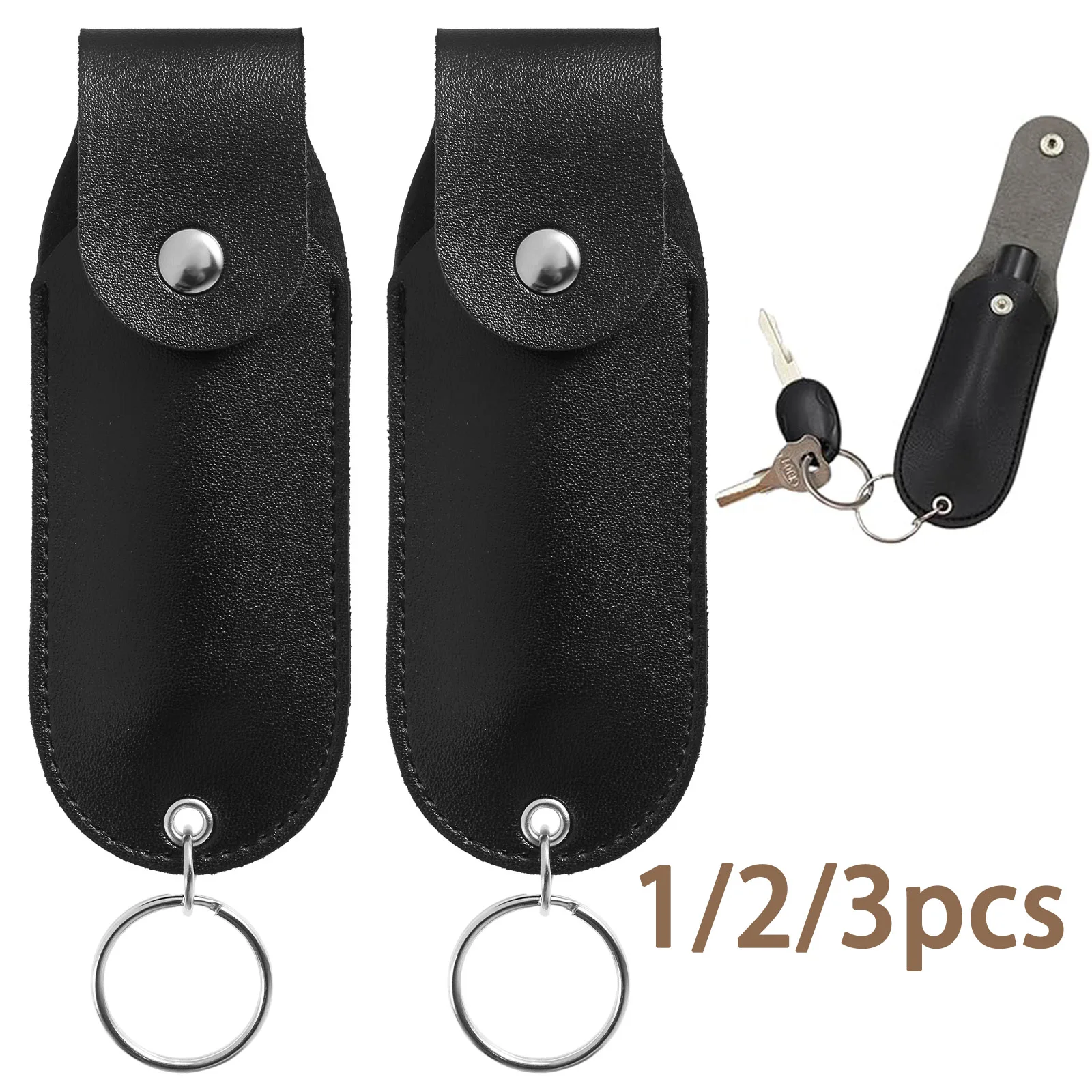 Bolsa para pulverizador de pimienta de cuero PU, funda para pulverizador de pimienta portátil, soporte de cuero para autodefensa, Mini llavero para mujer, 1/2/3 Uds.