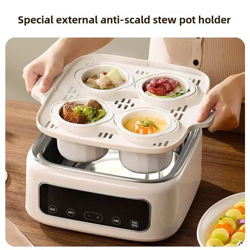 Steam the porridge on the electric stew pot and stew bird's nest electric stew pot and make the soup