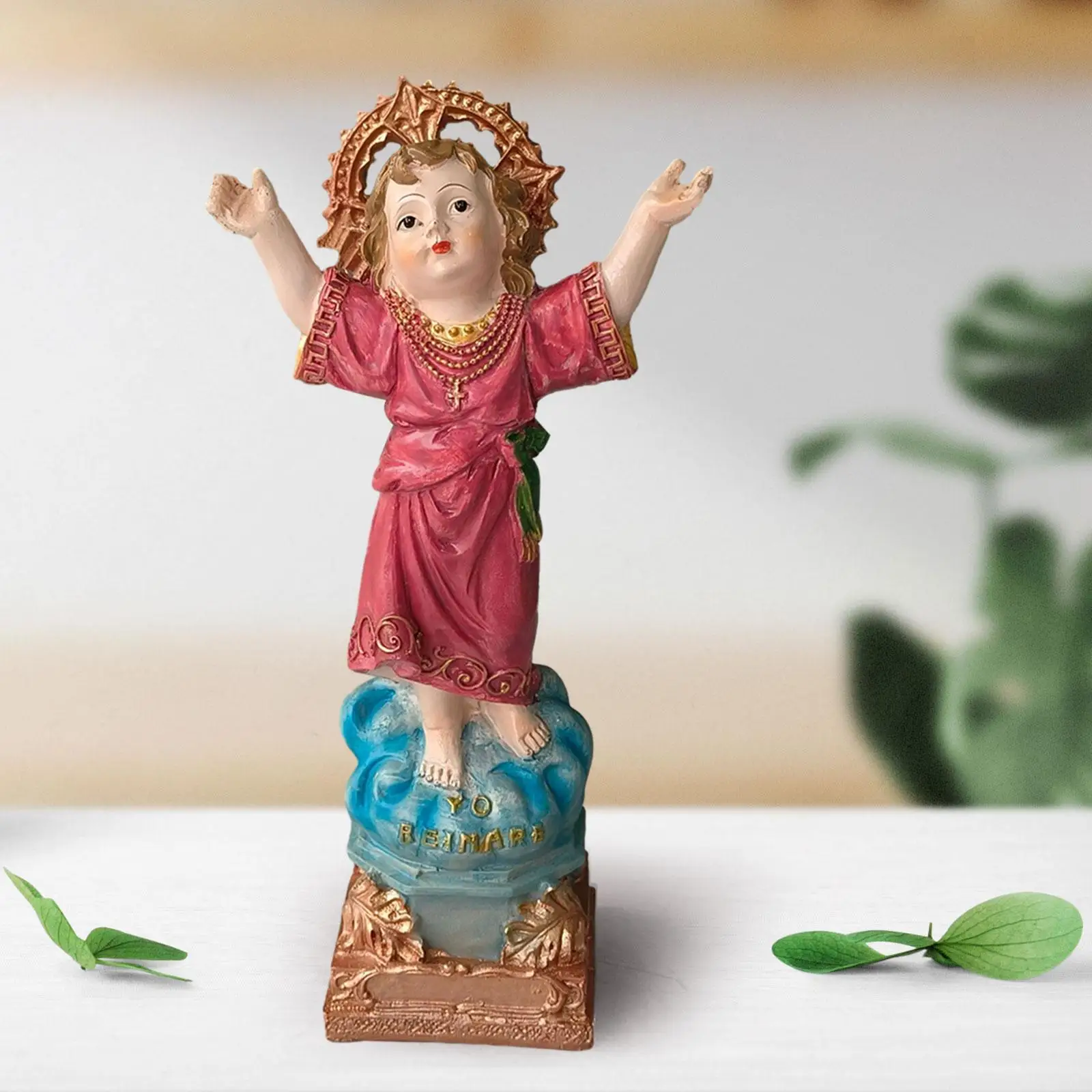 Divino Nino Estatua Jesus Figures 20.5cm Height Desk Display Christmas Decoration for Office Home Church Livingroom Fireplace