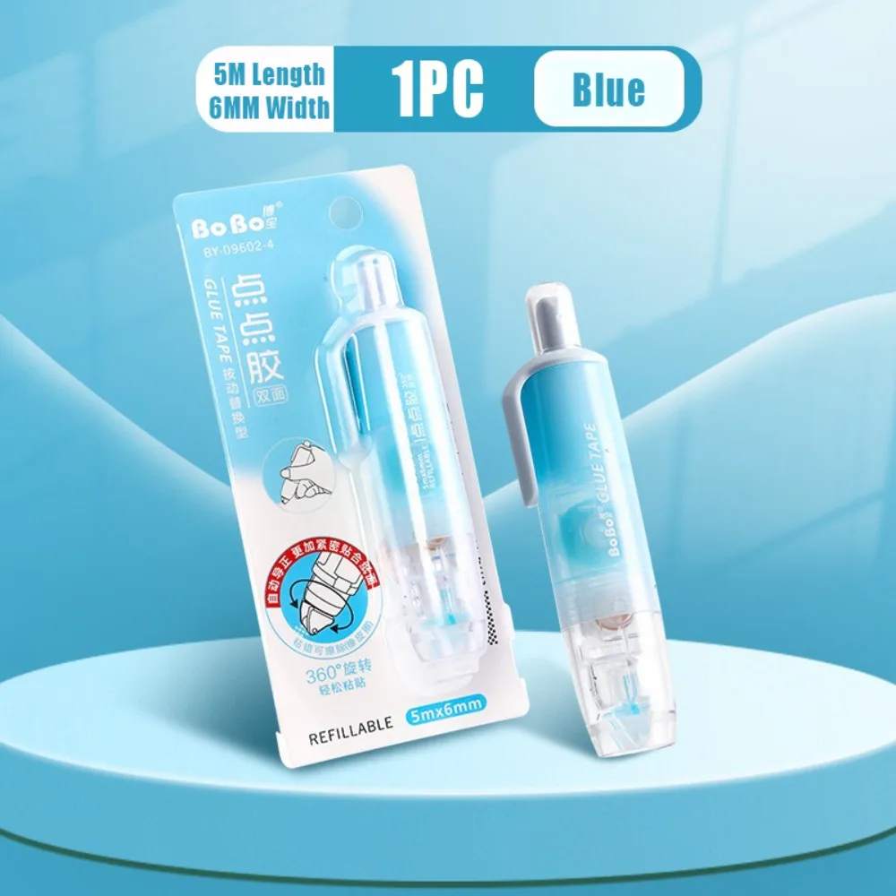 

Transparent DIY Scrapbooking Glue Tape Pen Shape Press Type Double Sided Adhesive Rolling Glue Tape School Office