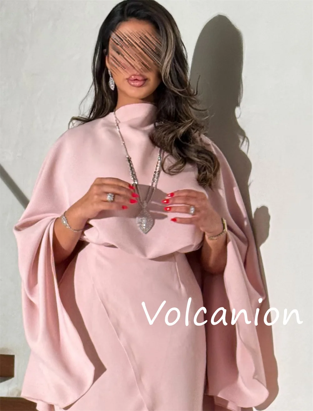 Customized Fashion Jersey Pleat Straight High Collar Midi Dresses Bespoke Occasion Chinese Style Intricate