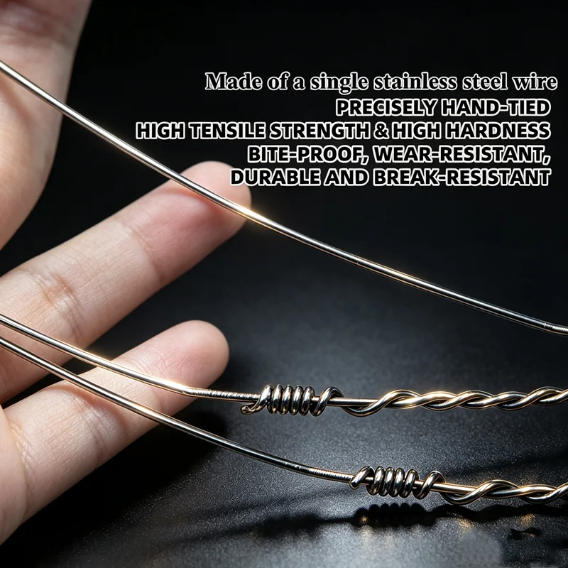 ZYZHE 1/3 Stück Meeresfisch-Angelhaken Monofilament 100/150LB Stahlschnur mit 6/0 # 8/0 # 10/0 # 80cm Angelhaken für Vorderlinie – Detail 2