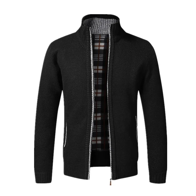 Autumn And Winter New Cardigan Long Sleeve Stretch Slim Fashion Casual Men\'s Clothing Stand Collar Zipper High Quality Sweater