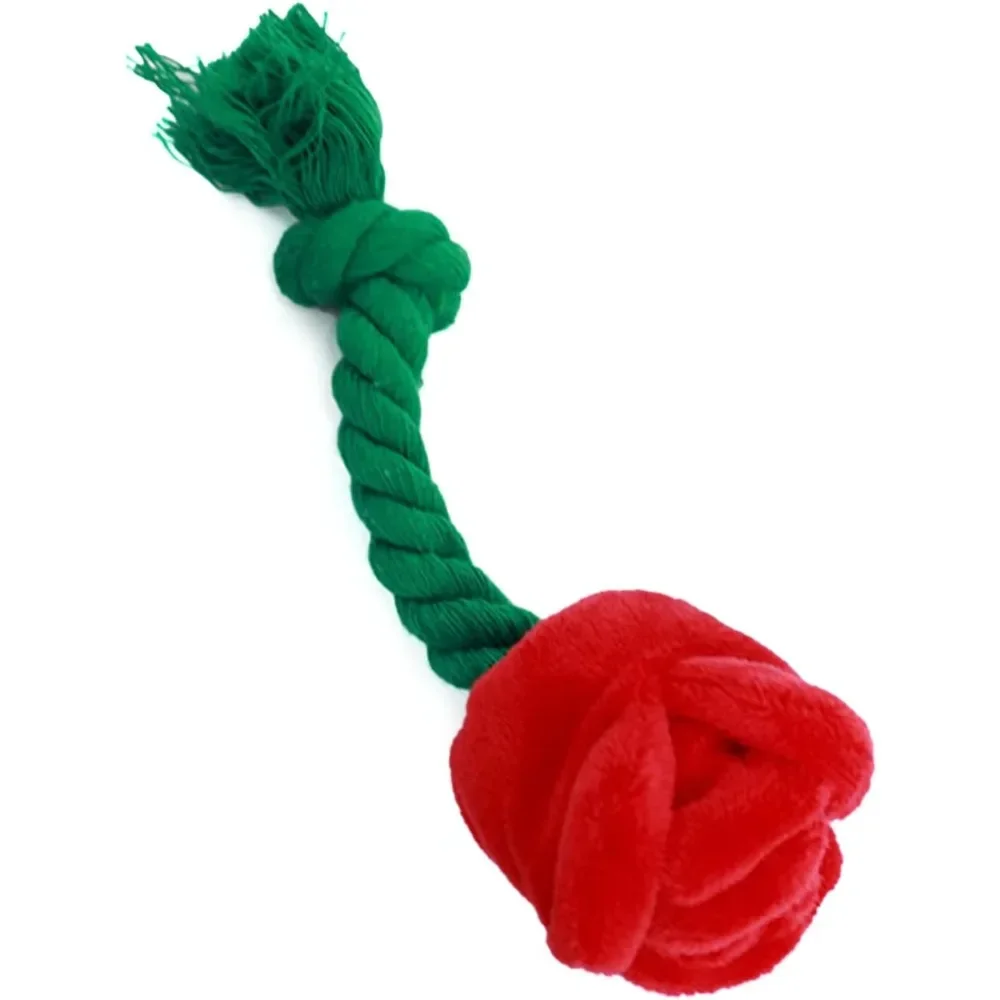 For Interactive Stuffed Dog Chew Toy for Small and Medium Dogs Plush Squeak Toy Rose Flower Reducing Boredom & Anxiety