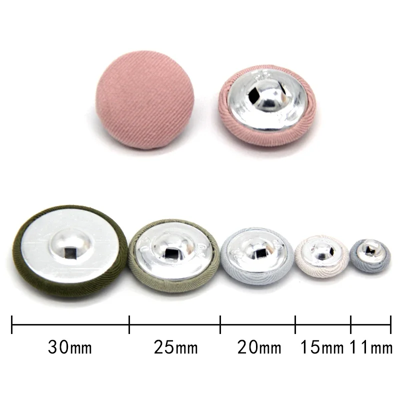 10pcs Colorful Cloth Covered Metal Shank Sewing Buttons For Clothes Kids Coat Cardigan Round Large Fabric Button DIY Decorations