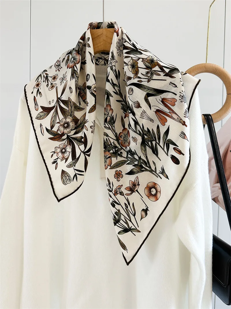 

65cm Silk Wool Scarf Scarves Luxury Shawls Head Bag Accessories Herms Rolled Bandanas Neck Hair Decoration