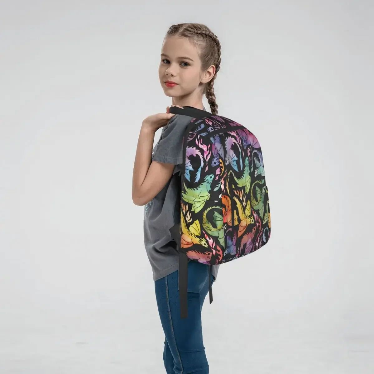 Dragon Fire Dark Rainb Backpack Daypack Kids BookBag School Bag Shoulder Bags for Men Women