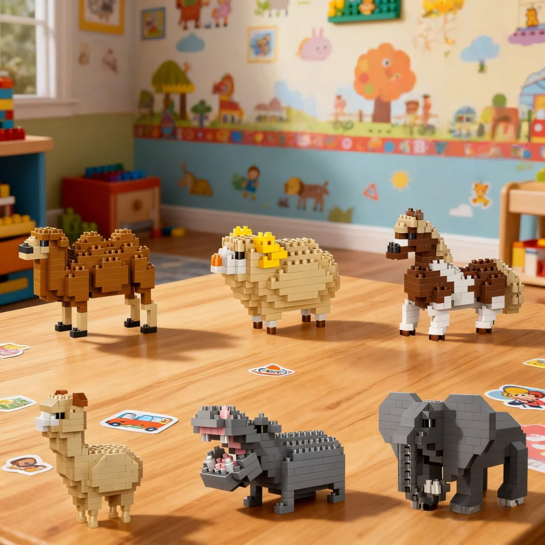 Home Bedside Ornament 3D Mini Animal Micro Building Blocks-Christmas Party Favor/Birthday Gift,Easy Assembly for Kids,Puzzle Toy