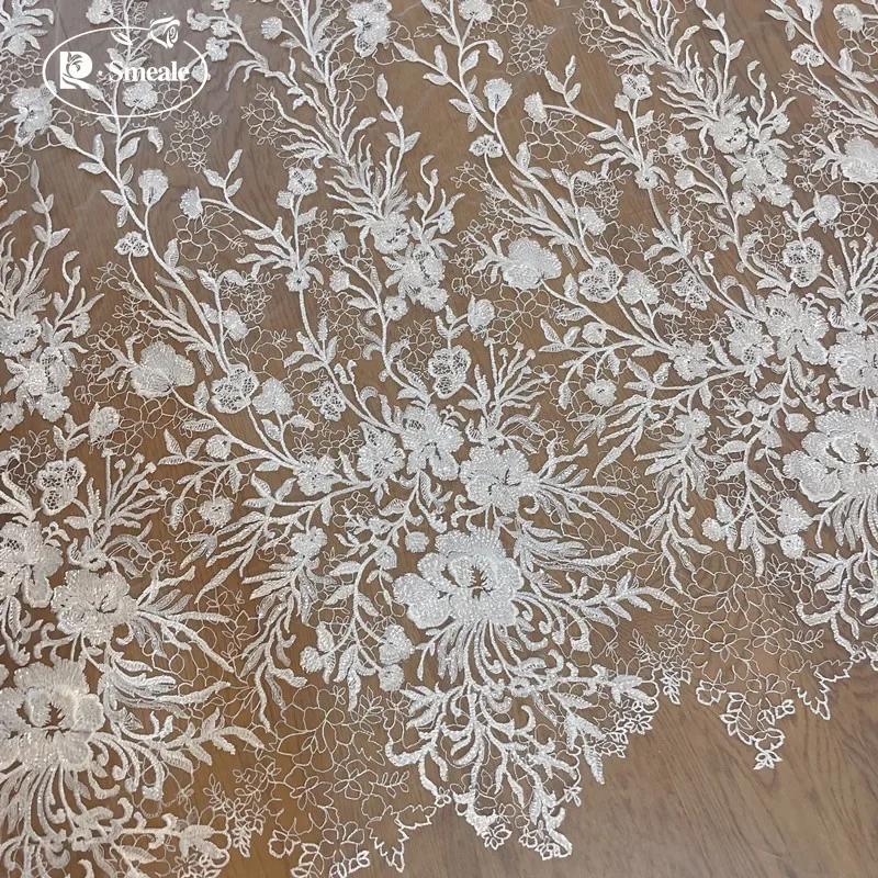 New Fashionable High Quality Net Yarn Embroidery Flower Leaf Branch Lace Fabric, Wedding Dress Cloth, DIY Material Accessories