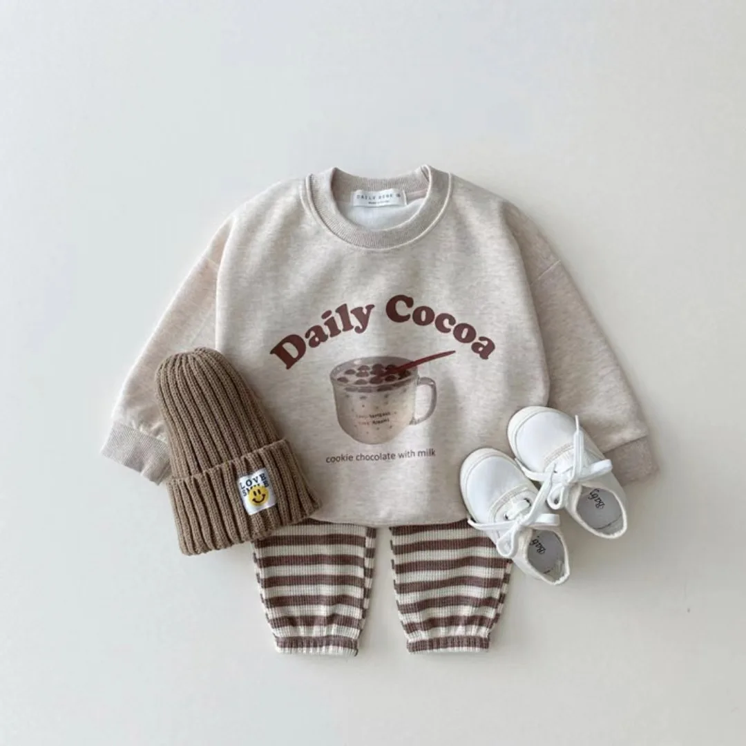 Infant Autumn Loose Cartoon Sweatshirts Baby Girls Fashion Bread Long Sleeves Tops Toddler Boys New All-match Cotton Tees