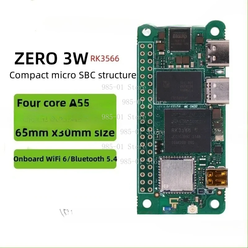 ZERO 3W Development Board, RK3566 Quad Core CPU Single Board Motherboard, WiFi6 Supported
