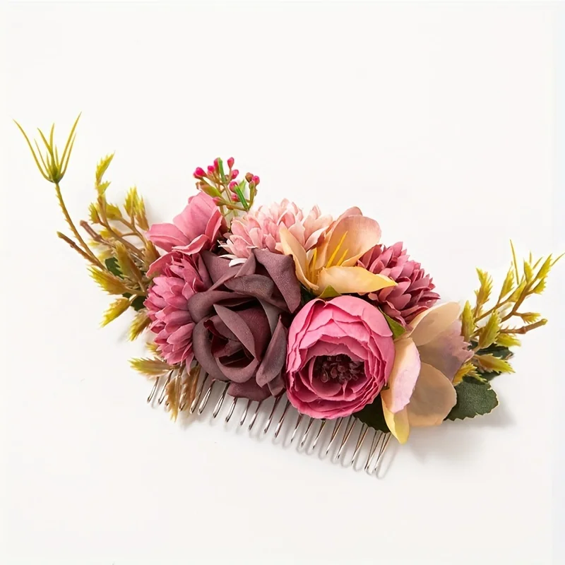 1 قطعة بوهو زهرة ديكور الشعر الجانب مشط الزفاف مشط الزفاف خوذة حفل زفاف إكسسوارات الشعر #6