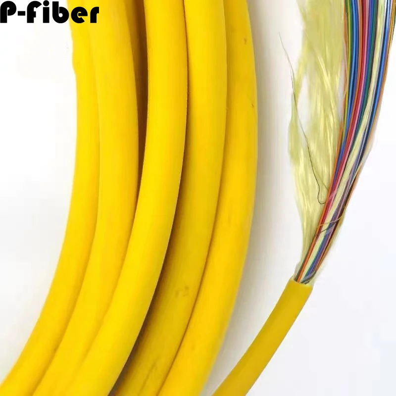 optical fiber cable bundle 100mtr 4 / 6 cores SM G652D G657A indoor cable single mode flexible yellow 4Core 6C