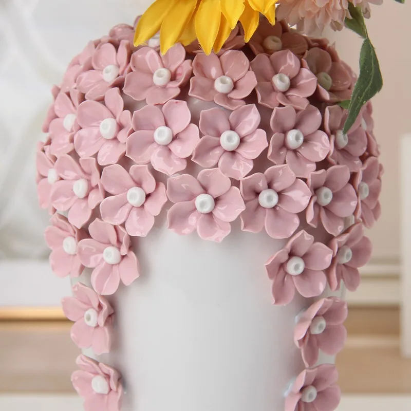 k%#Modern home soft dry vase ceramic hand-pinched three-dimensional small floral ornament desktop flower