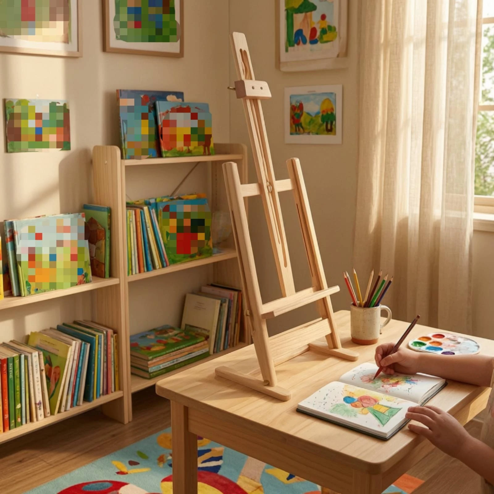 Tabletop Easel with Adjustable Frame Unfinished Wooden Easel Display Stand Easy to Store Multi-Purpose for Beginners, Studio