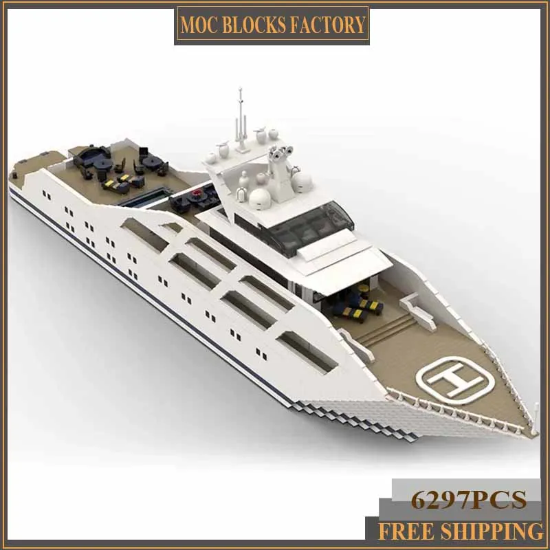 Military Ship Model Moc Building Bricks Luxury Super Yacht Technology Modular Blocks Gifts Christmas Toys DIY Sets Assembly