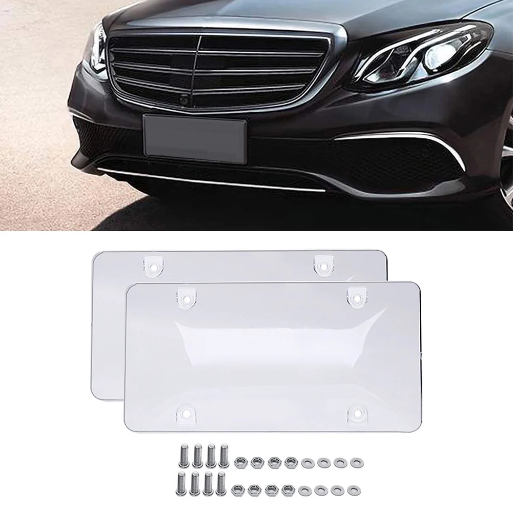 2 Pack Car License Plate Tinted Tag Shield Cover Plastic Clear Protector ABS Automobiles Exterior Accessory