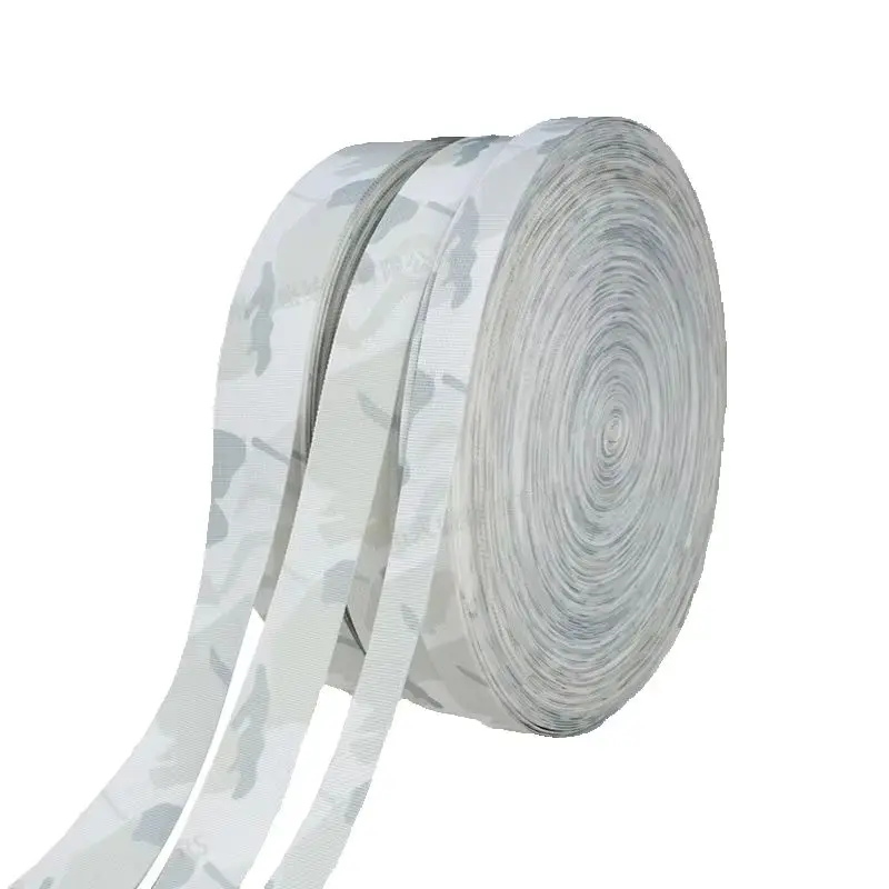 MC Alphine White Snow Camouflage Printed 25/38/50mm Wide Sling Polyester Webbing Tape High Tenacity for Tactical Backpacks
