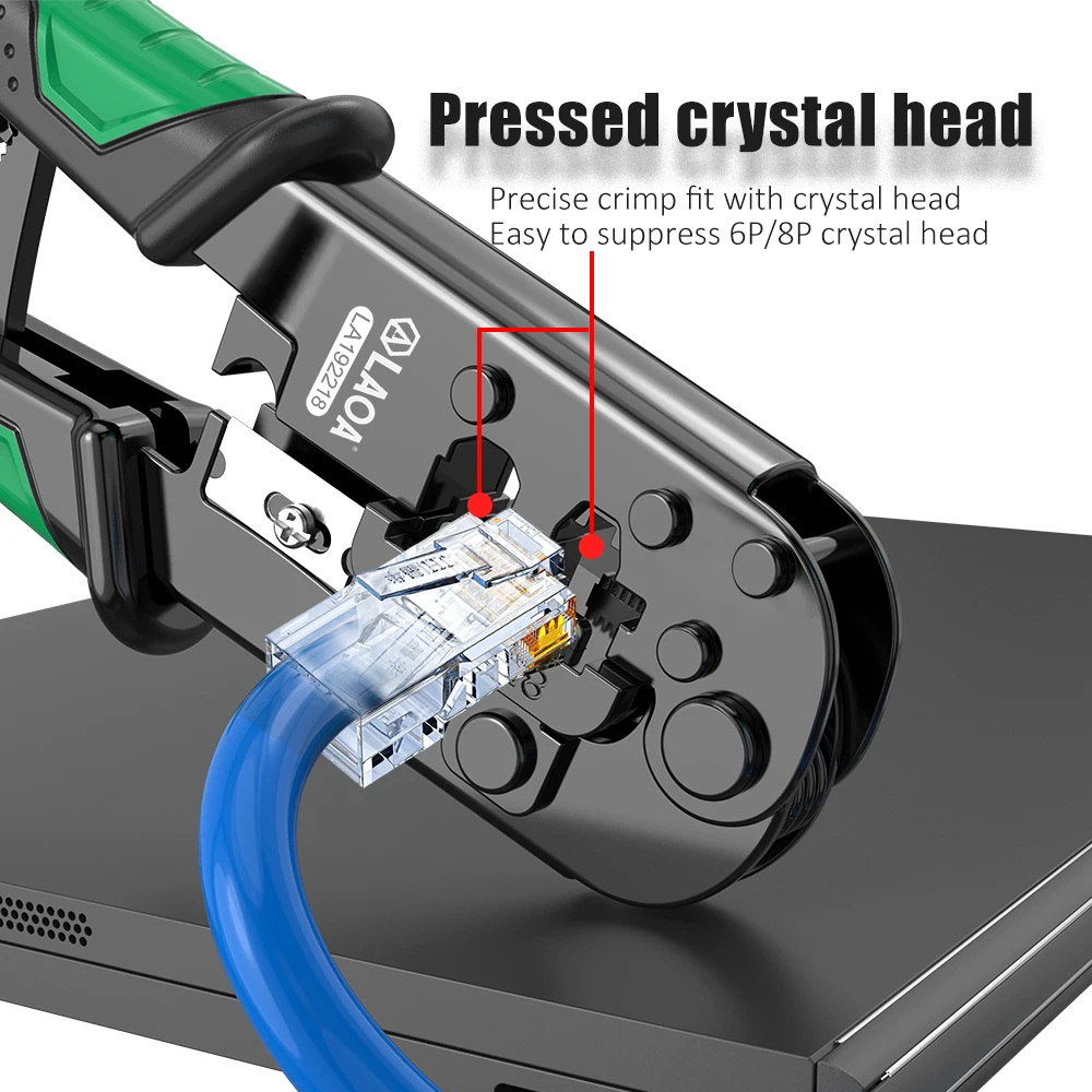 LAOA RJ45 Crimping Tool Ethernet Network LAN Cable Crimper Cutter Stripper Plier for 6P 8P Crystal Head Pressing Motorcycle Tool