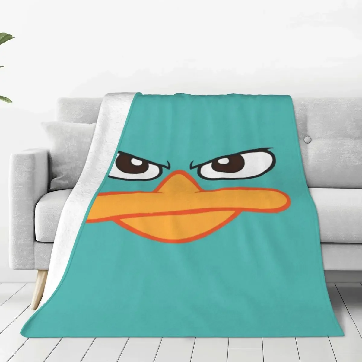 Perry The Platypus Flannel Blanket Quality Soft Durable Bird Face Angry Throw Blanket Autumn Camping Couch Bed Funny Bedspread