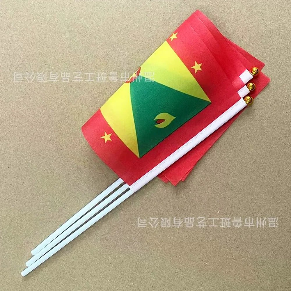TIKI FLAG 14x21cm Grenada Hand Waving Flag Polyester Fade-Resistance Banner with Plastic Flagpole for Events