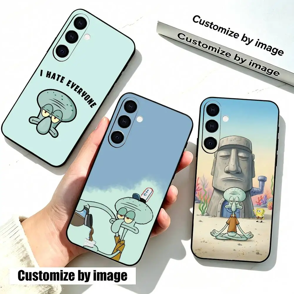 Cartoon Squidward Z-Tentacles Funny   Phone Case For Samsung Galaxy A73,A72,A71,A70,A53,A52,A51,Soft Silicone Black Cover