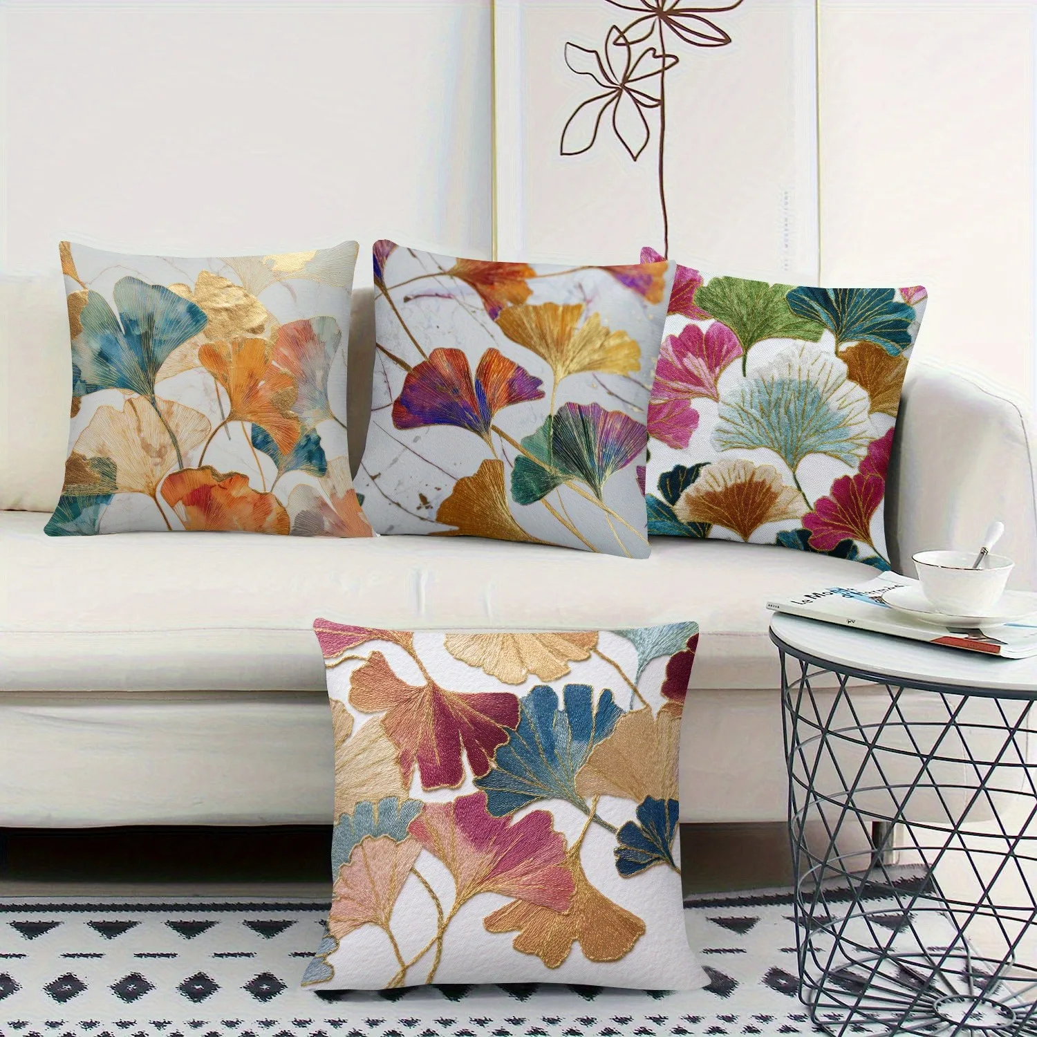 

Яркая наволочка с листьями гинкго - наволочка с красочным художественным принтом для дивана, спальни, гостиной