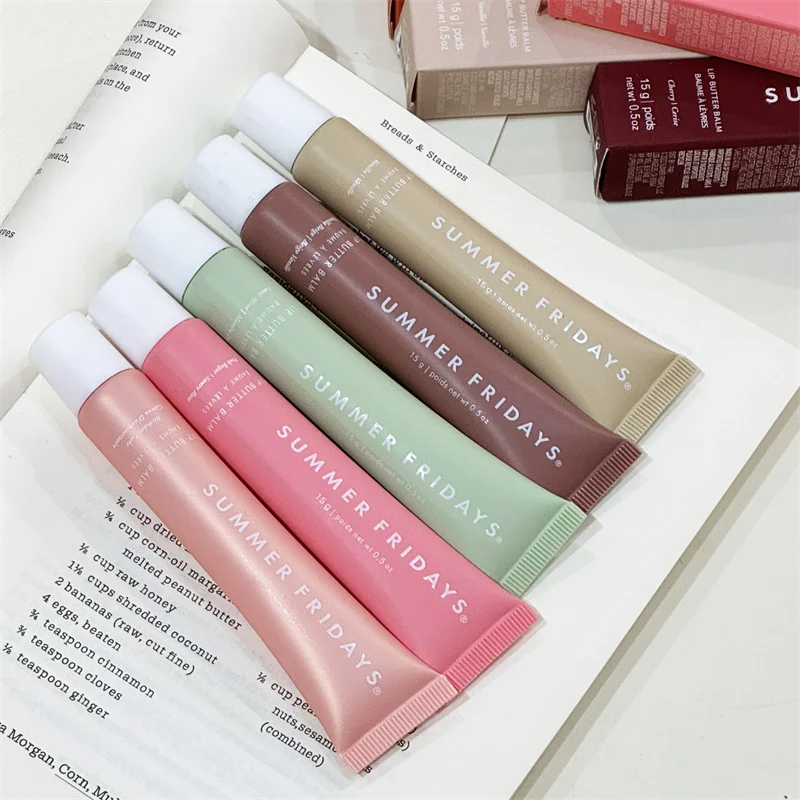 Ins Summer Fridays Lip Butter Balm Treatment for Hydration Nourishing Shine Lip Balm Gloss Pink Sugar Sweet Mint Vanilla Makeup