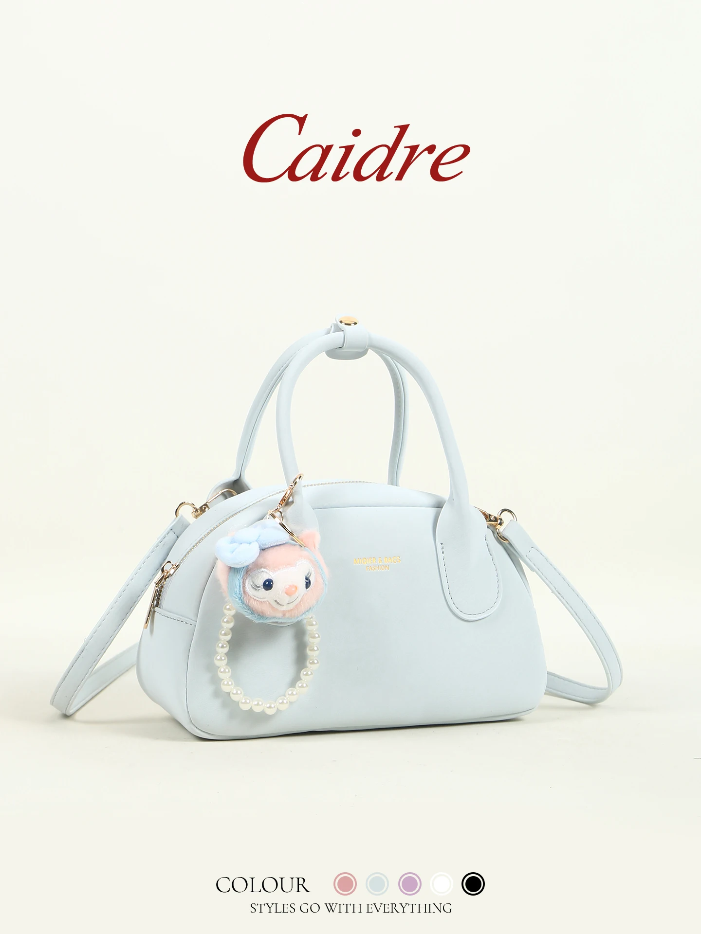 

Caidre Boston Shoulder Bag Women's Birthday Gift Cute Bowling Bag High-End Single Shoulder Crossbody Small Bag Korean Style