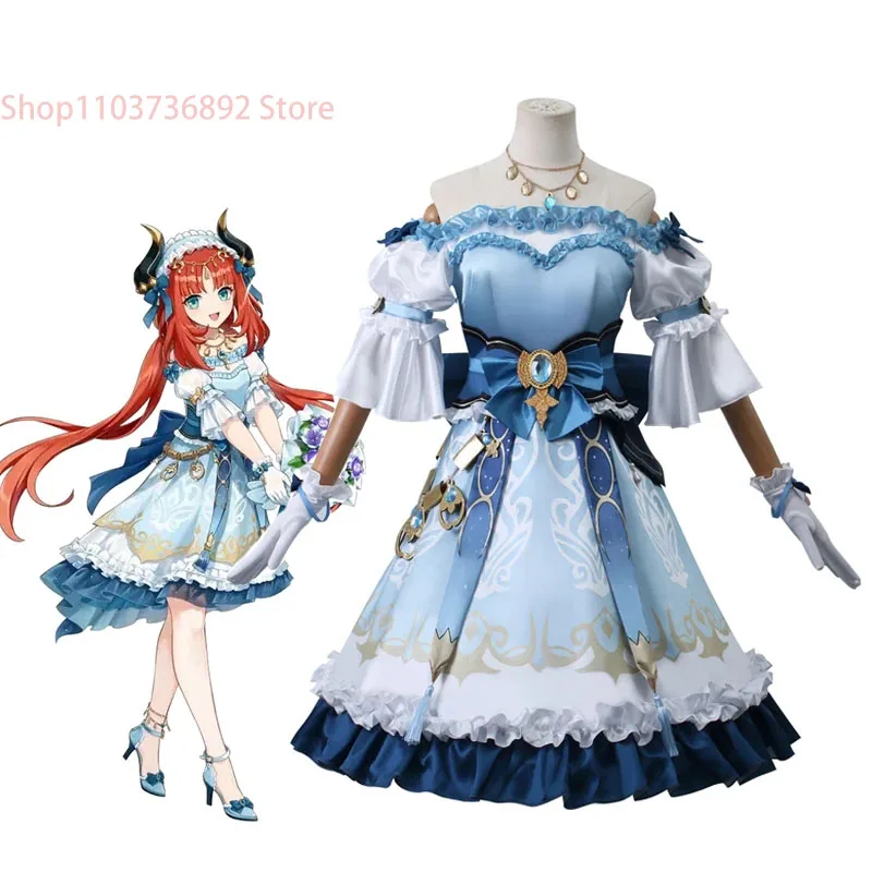 Nilou Cosplay Genshin Impact abbigliamento donna, parrucche rosse, abiti da ballerino, uniformi di carnevale, costumi anime di Halloween