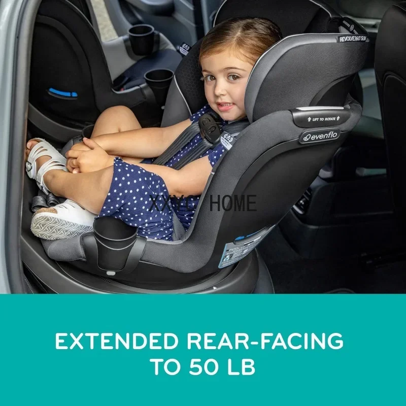 Evenflo Revolve360 Slim 2-in-1 Rotational Car Seat with Quick Clean Cover (Stow Blue)