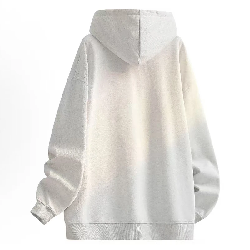 سترة كاجوال للرجال على الطراز الكوري، سويت شيرت فضفاض منقوش بغطاء للرأس وسحاب، معطف مفتوح من الأمام للشارع #4