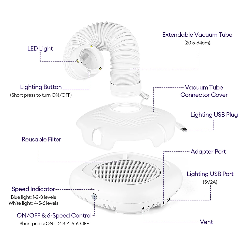 فرش مسمار مجمع الغبار 130 واط قوي شفط مكنسة كهربائية مع أنبوب الكوع مانيكير مروحة مسمار امتصاص الغبار لفن الأظافر #6