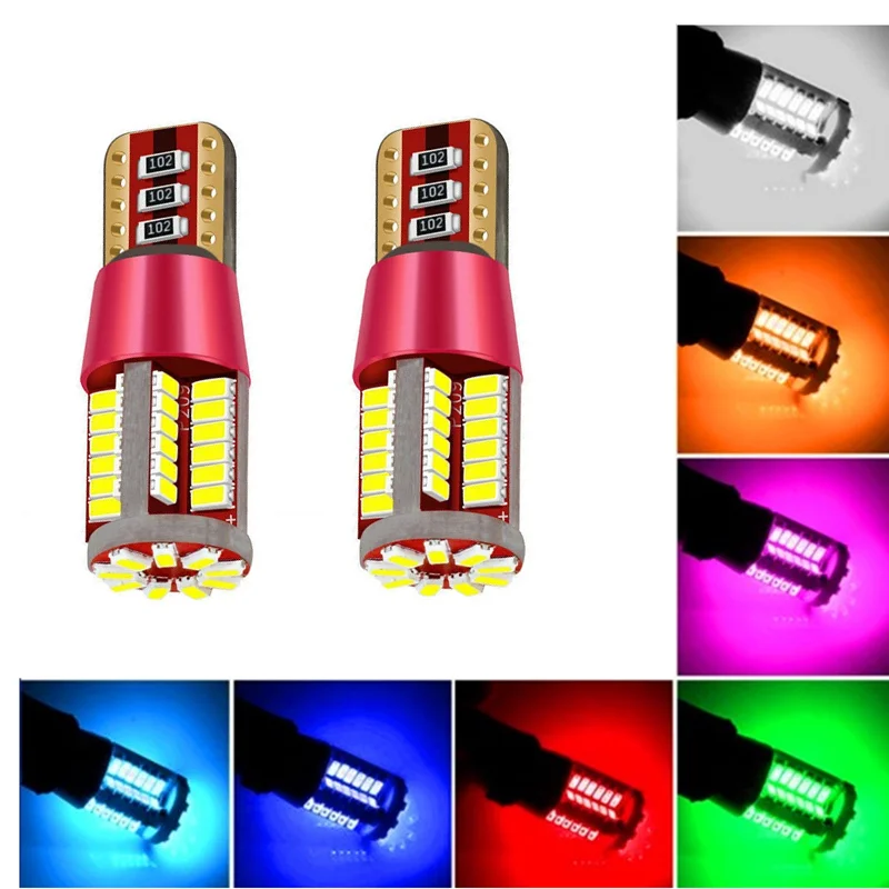 2PCS T10 168 192 W5W 57 SMD 3014 LED Canbus No Error Car Marker Light Parking Lamp Motor Wedge Bulb White Red Blue Green Yellow