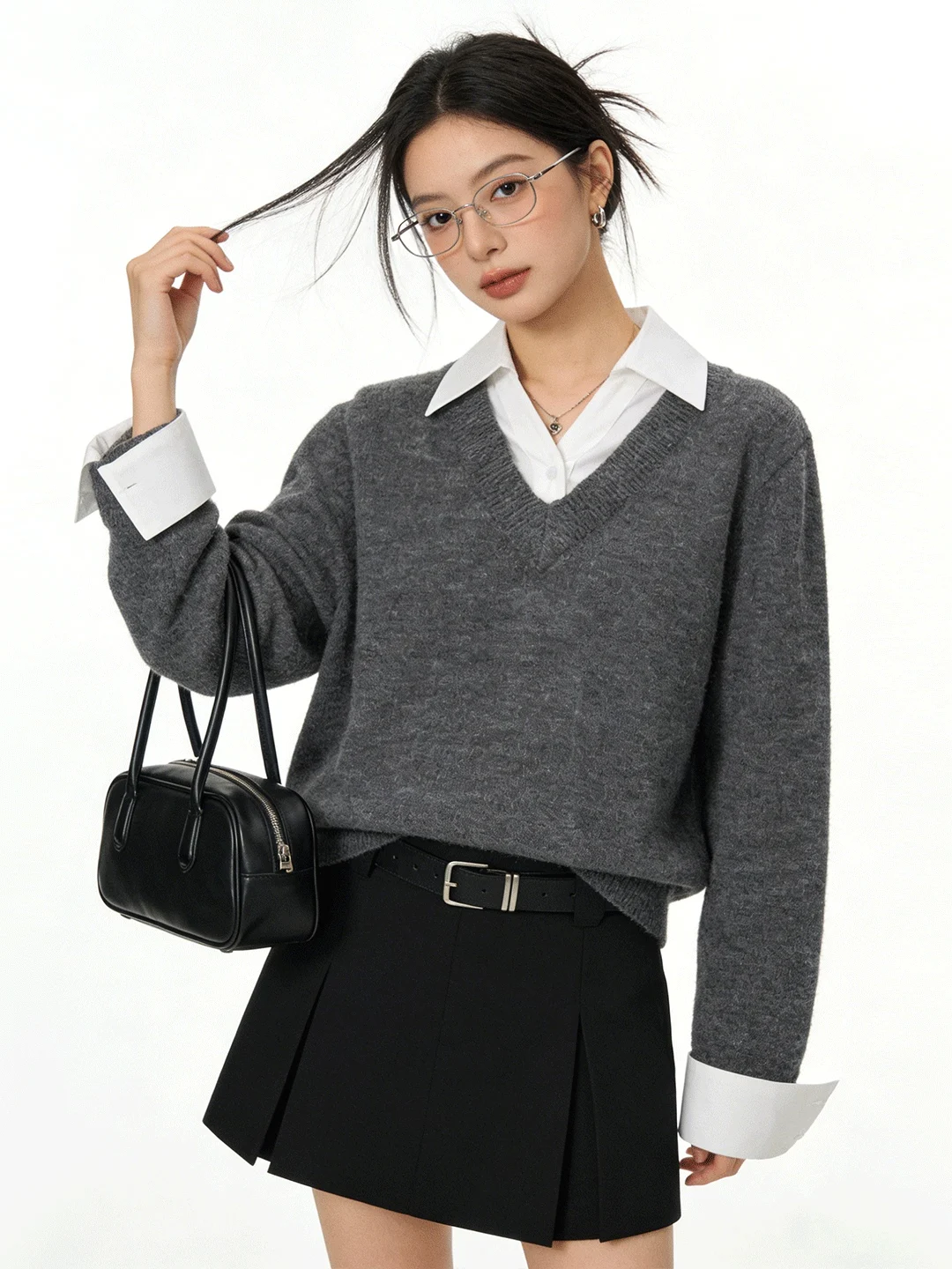 

Мягкий, приятный к телу винтажный свитер свободного кроя с длинными рукавами для женщин