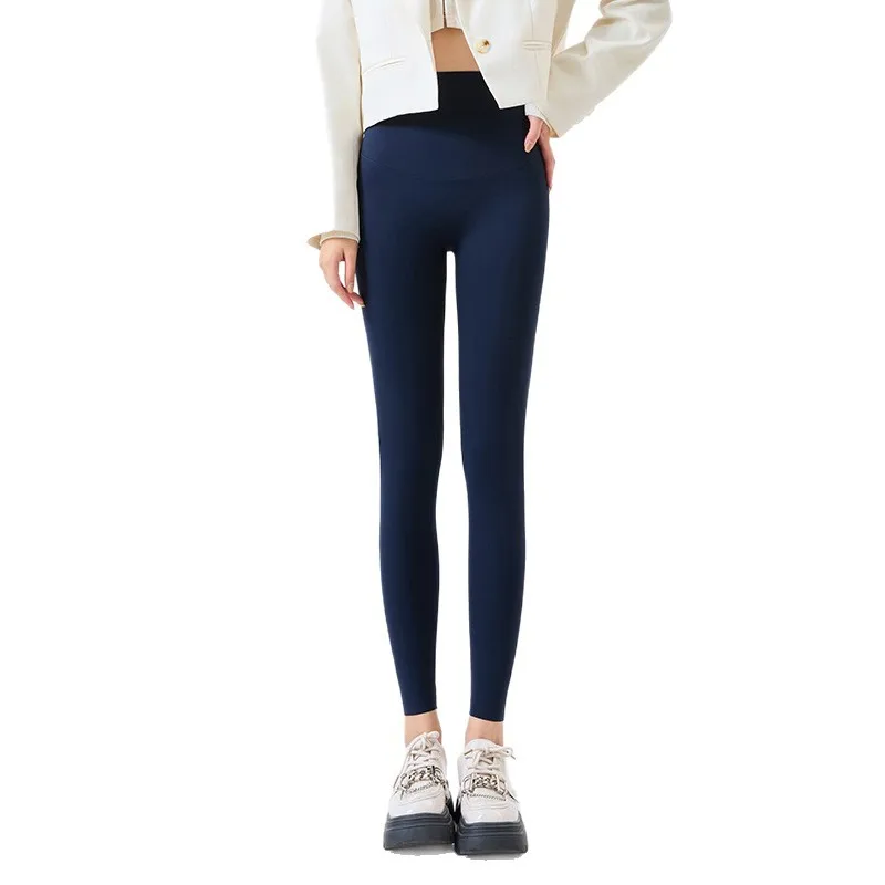 Autumn and winter thick shark pants with fleece and leggings for women's outerwear. Winter warm nine inch tight yoga pants with