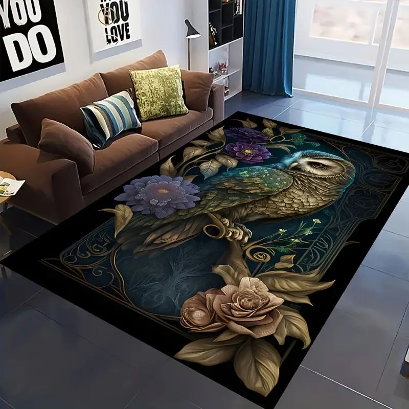 Gothic Dark Flower Printed Carpet for Living Room Decor Home Bedroom Non Slip Floor Mats Washable Coffee Table Lounge Area Rugs