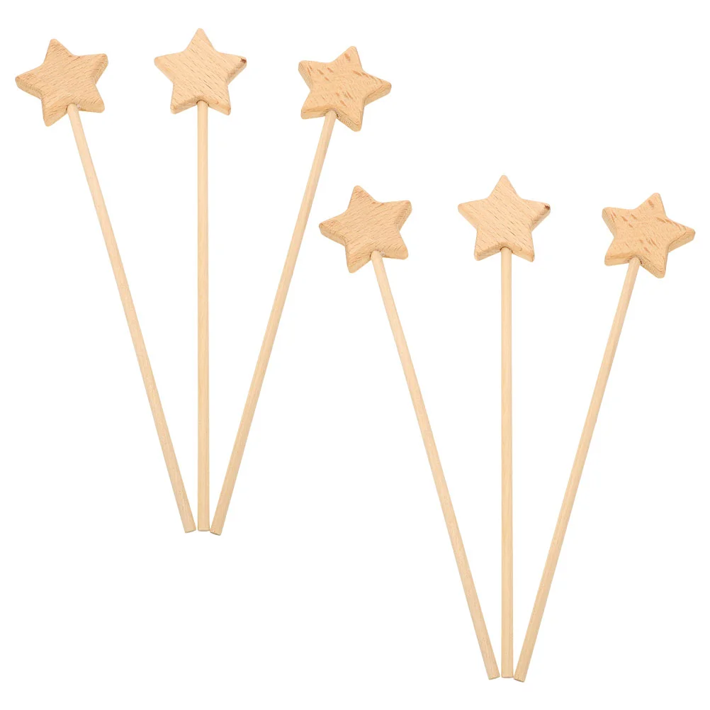 6 Pcs Fairy Wand Painted Blank Kids Toy Unfinished The Gift Unpainted Bulk Star Wands