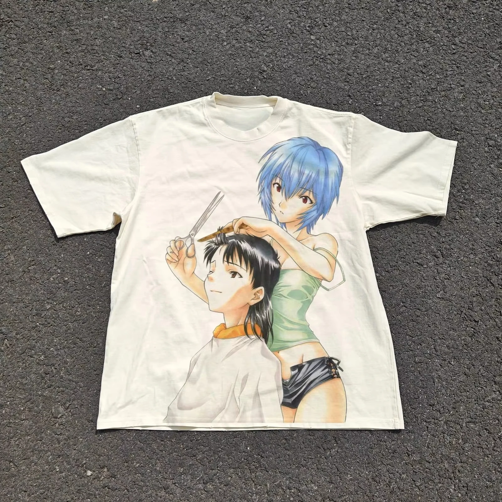 Neon Genesis Evangelion Rei Ayanami Shinji Haircut T-Shirt Short Sleeve Shirt Men Women for Spring and Summer