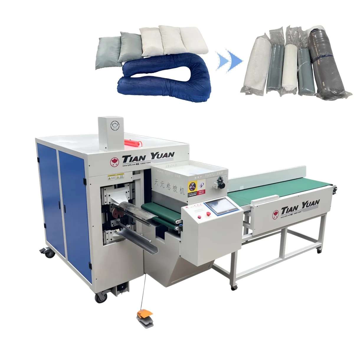 Automatic Mattress Roll Packing Machine Pet Bed Bagging Rolling Machine