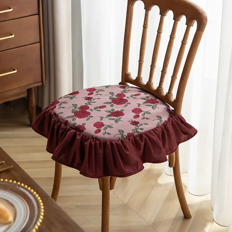 

45cm New Dining Chair Seat Cushion Household Jacquard Sitting Cushion Detachable Washable Thin Winter Universal Strap Cushion