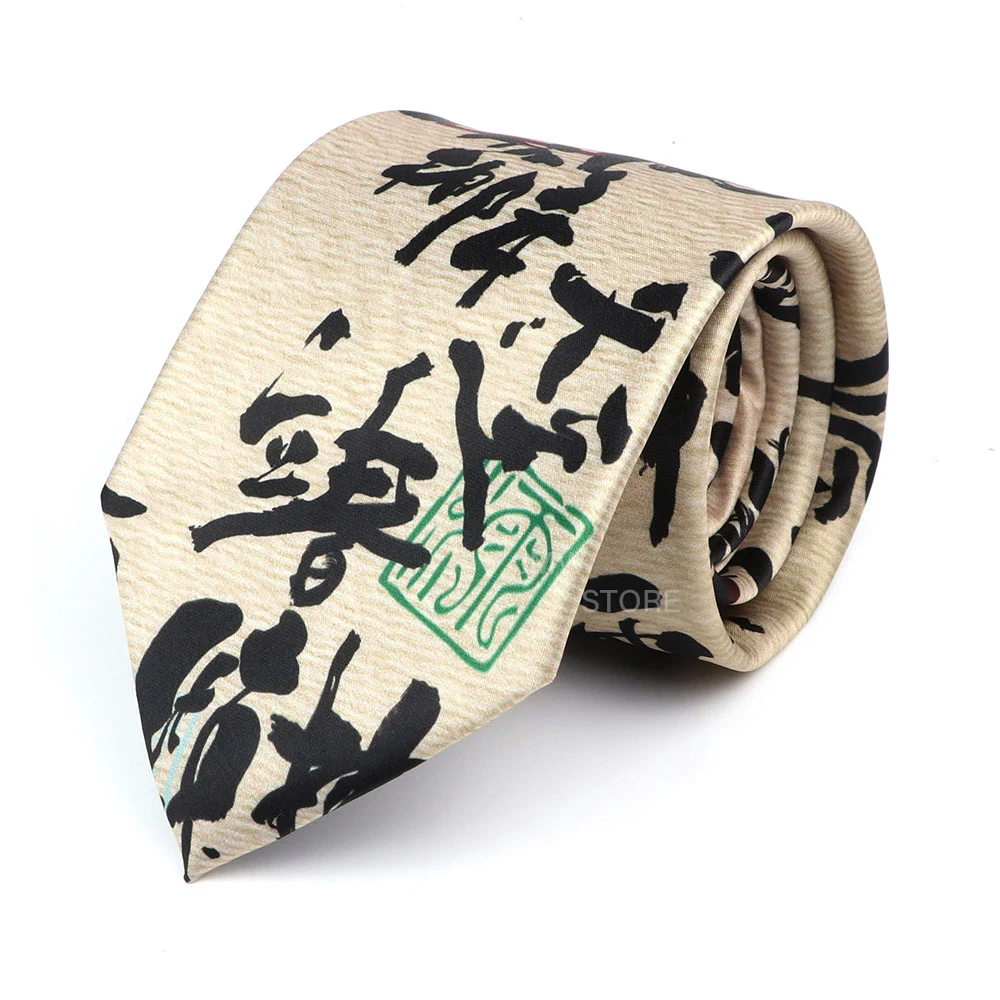 Męskie krawaty vintage imitujące jedwab, 8,5 cm, z grafiką graffiti i motywami kwiatowymi, krawat dla mężczyzn na ślub, do pracy, miękki krawat z nadrukiem, prezent ślubny.