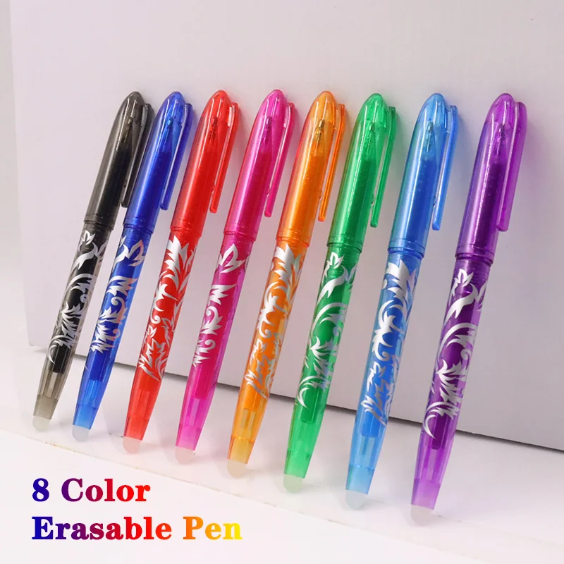 8 Color Erasable Gel Pen Student Writing Kawaii Creative Drawing Tools School Supply Stationery For Kid Draw Engineering Drawing