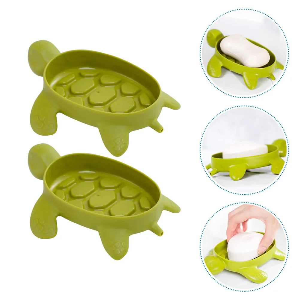 

2pcs Turtle Shaped Self Draining Holder Bathroom Tray Bar Drying Container Storage Dish Sink Soap Drying Tray Multi-Functional