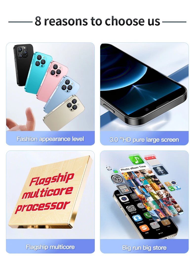 SERVO Ultra Mini Pocket Smartphone 3G Android 9.0 2GB+16GB Dual SIM Face Unlock WiFi GPS Video Player 3.0" Unlocked Mobile Phone