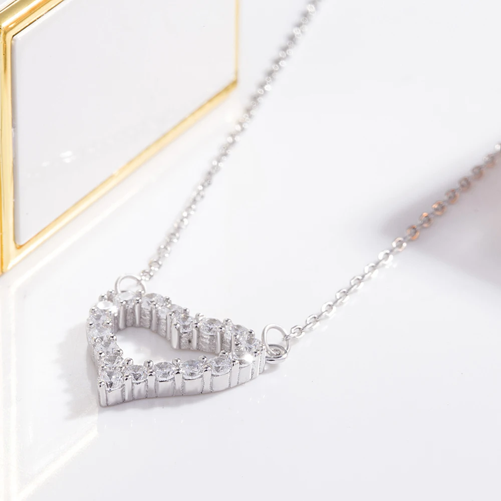 

Ожерелье из стерлингового серебра 925 пробы с цирконом в форме сердца, минималистичная милая блестящая цепочка на ключицы для женщин, подарок на годовщину и праздника