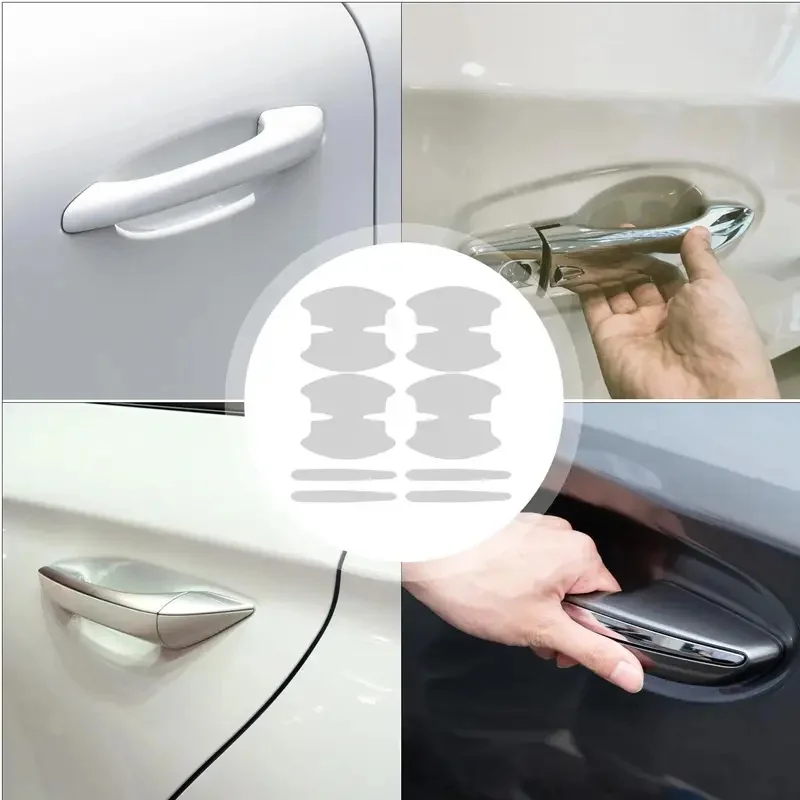 Car Door Handle Sticker 8 Pieces Transparent Invisible Decal Car Door Handle Scratch Protector Film for Automotive Vehicle SUV