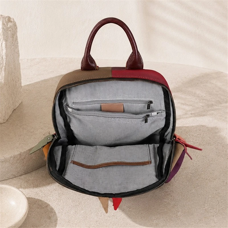 Nesitu Highend Unique Vintage A4 Top Grain Genuine Leather Women Backpack Cowhide Girl Travel Bag M3378