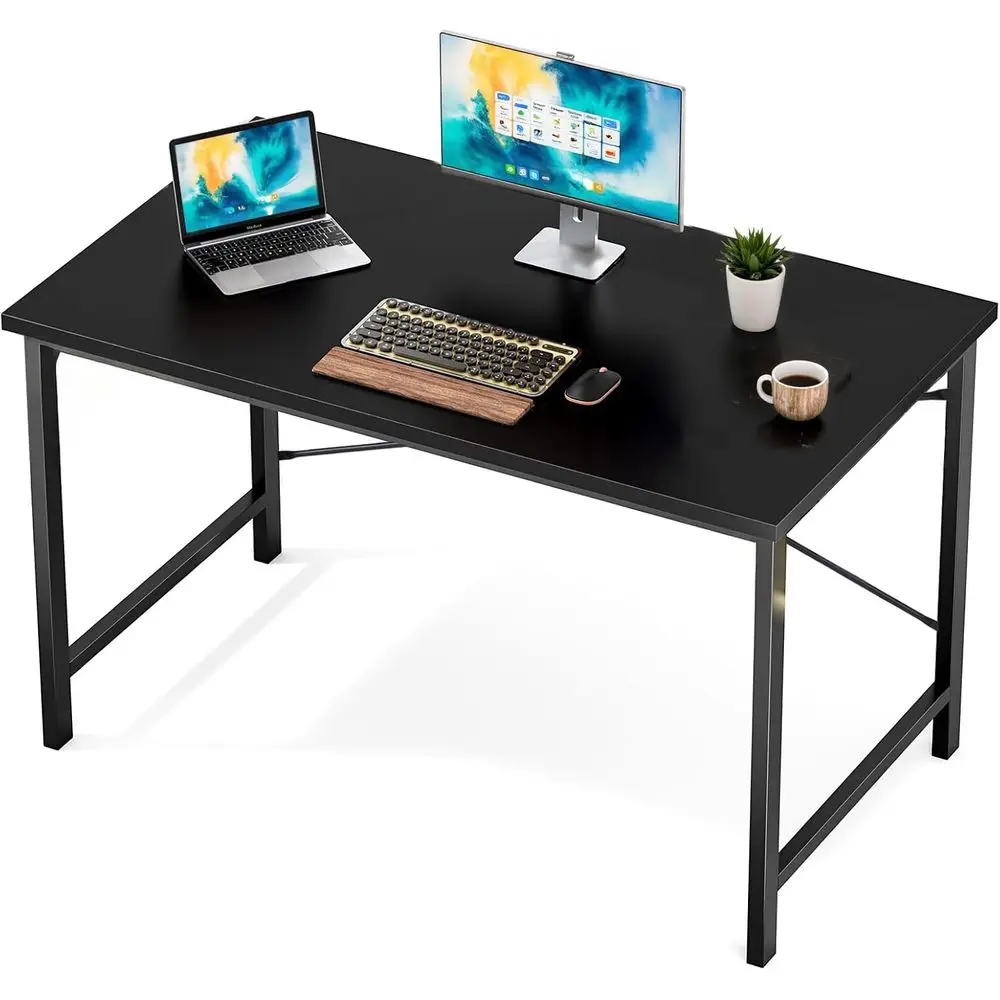 

Computer Oice Desk 48 Inch Student Study Writing Work with Metal e Wood Tabletop ern Simple PC Home Bedroom Table - Basic Black